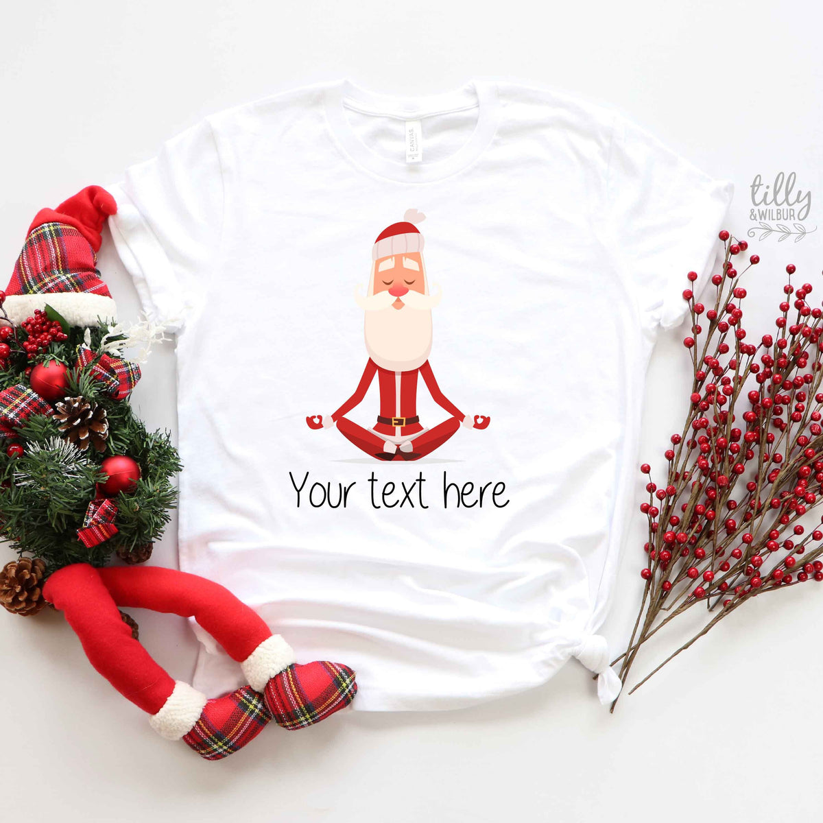 Yoga Santa T-Shirts Originally Listed by Tilly&amp;Wilbur, Matching Family Christmas T-Shirts, Matching Yoga Santa Shirts, Yoga Gifts, Xmas Gift