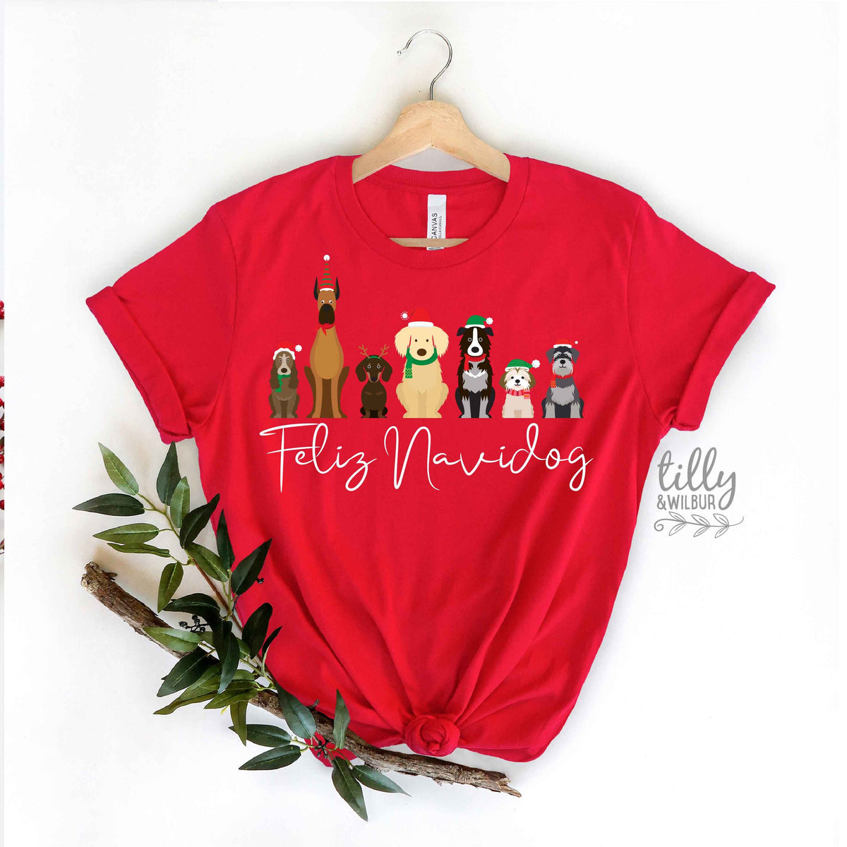 Feliz Navidog Christmas T-Shirt, Dog T-Shirt, Christmas Dog T-Shirt, Dog Christmas T-Shirt, Women&amp;#39;s Dog T-Shirt, Dog Lovers T-Shirt, Spain