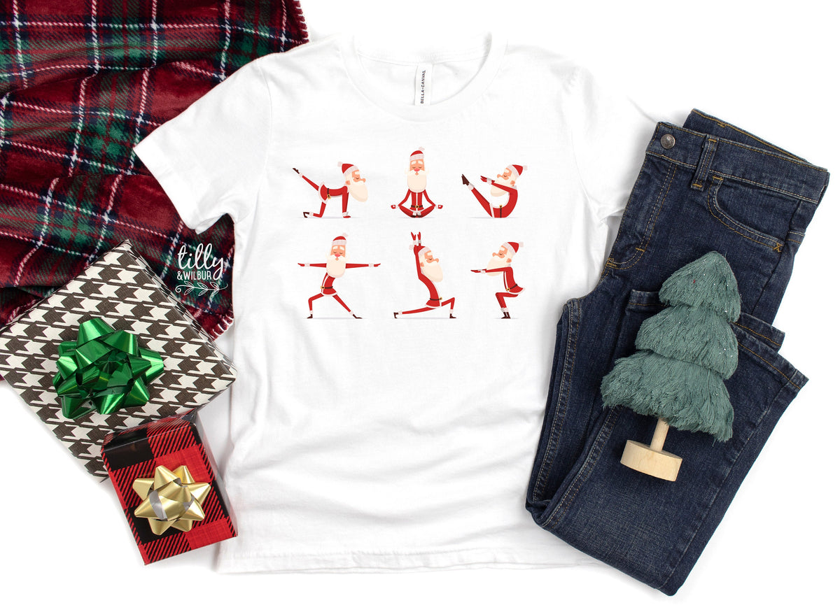 Yoga Santa T-Shirts Originally Designed by Tilly&amp;Wilbur, Santa Yoga T-Shirts, Family Christmas T-Shirts, Matching Yoga Santa, Yoga Gifts