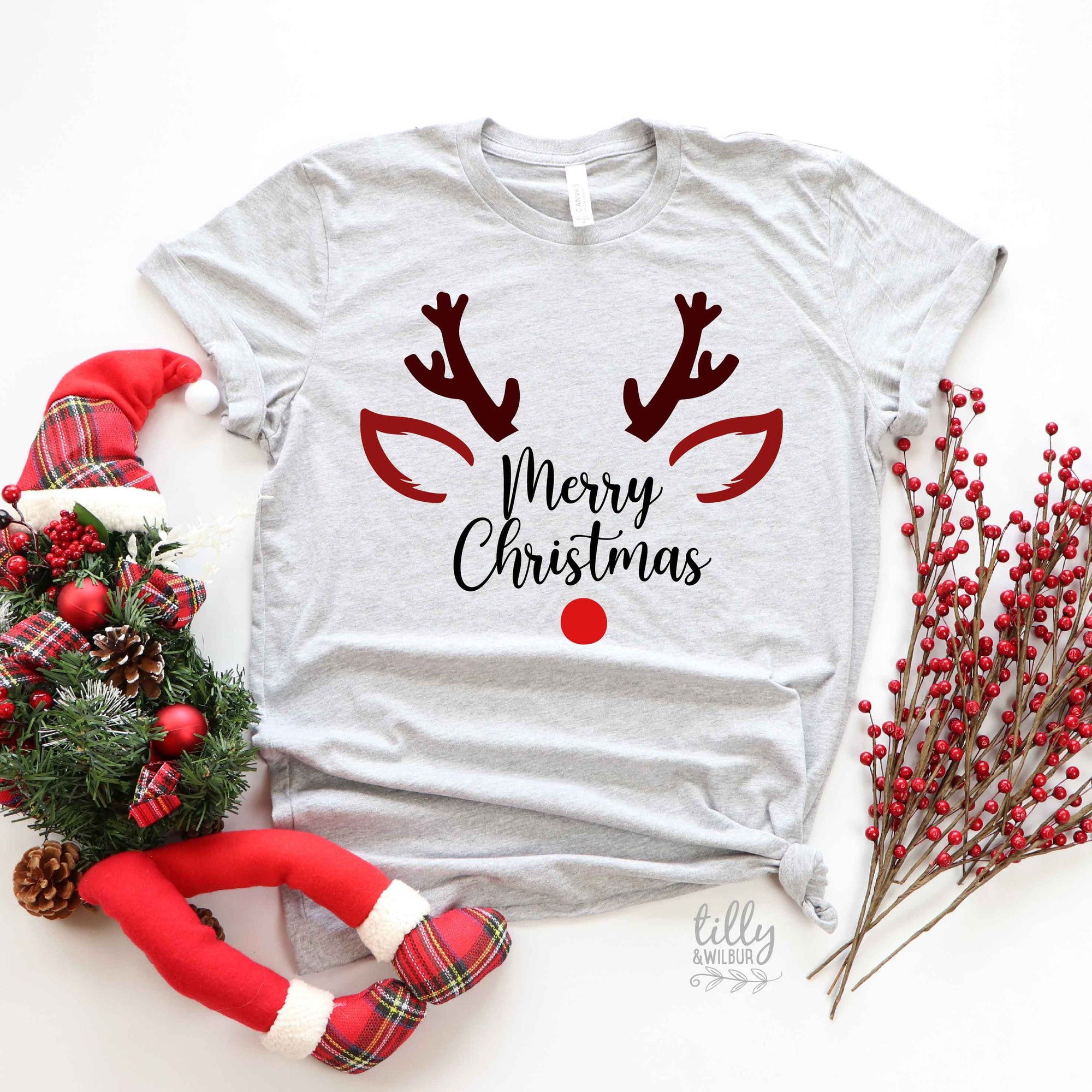 Reindeer Christmas T-Shirt, Matching Family Garments Available, Christmas Shirts, Matching Rudolph T-Shirts, Matching Christmas Family Tees
