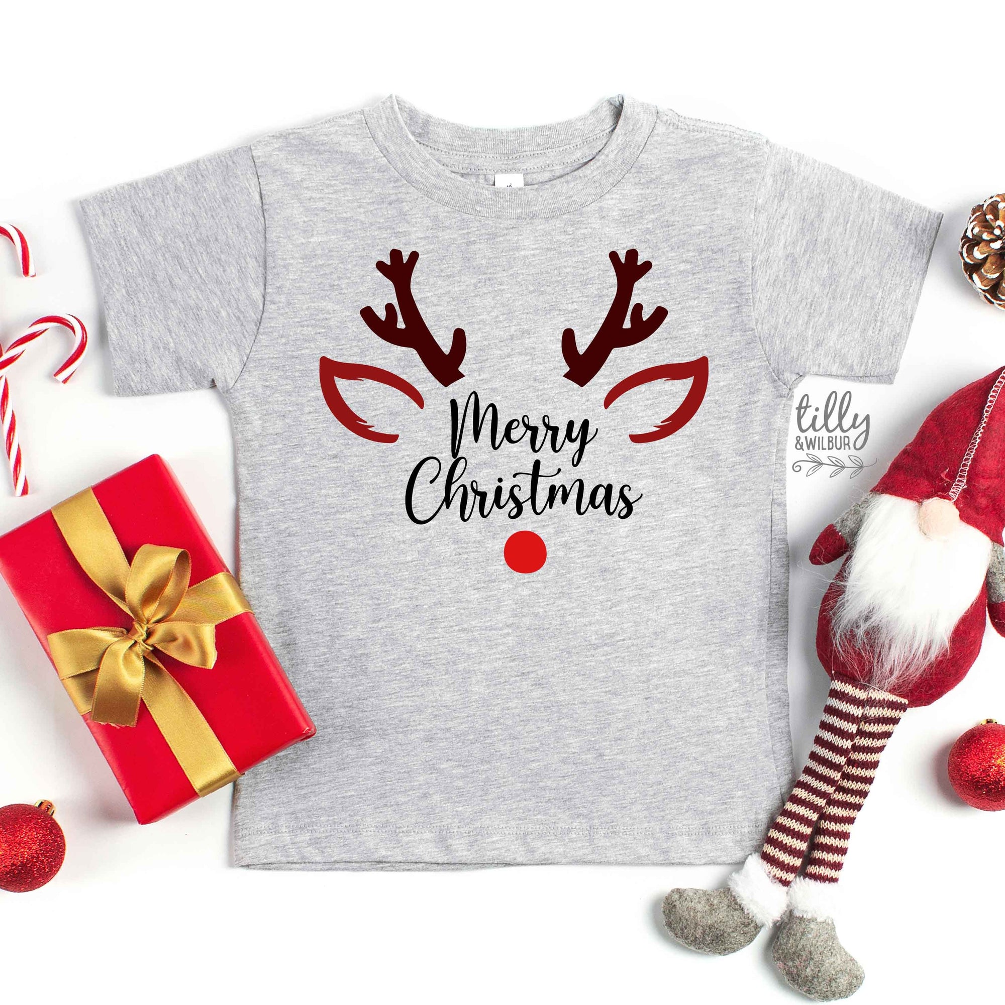 Reindeer Christmas T-Shirt, Matching Family Garments Available, Christmas Shirts, Matching Rudolph T-Shirts, Matching Christmas Family Tees