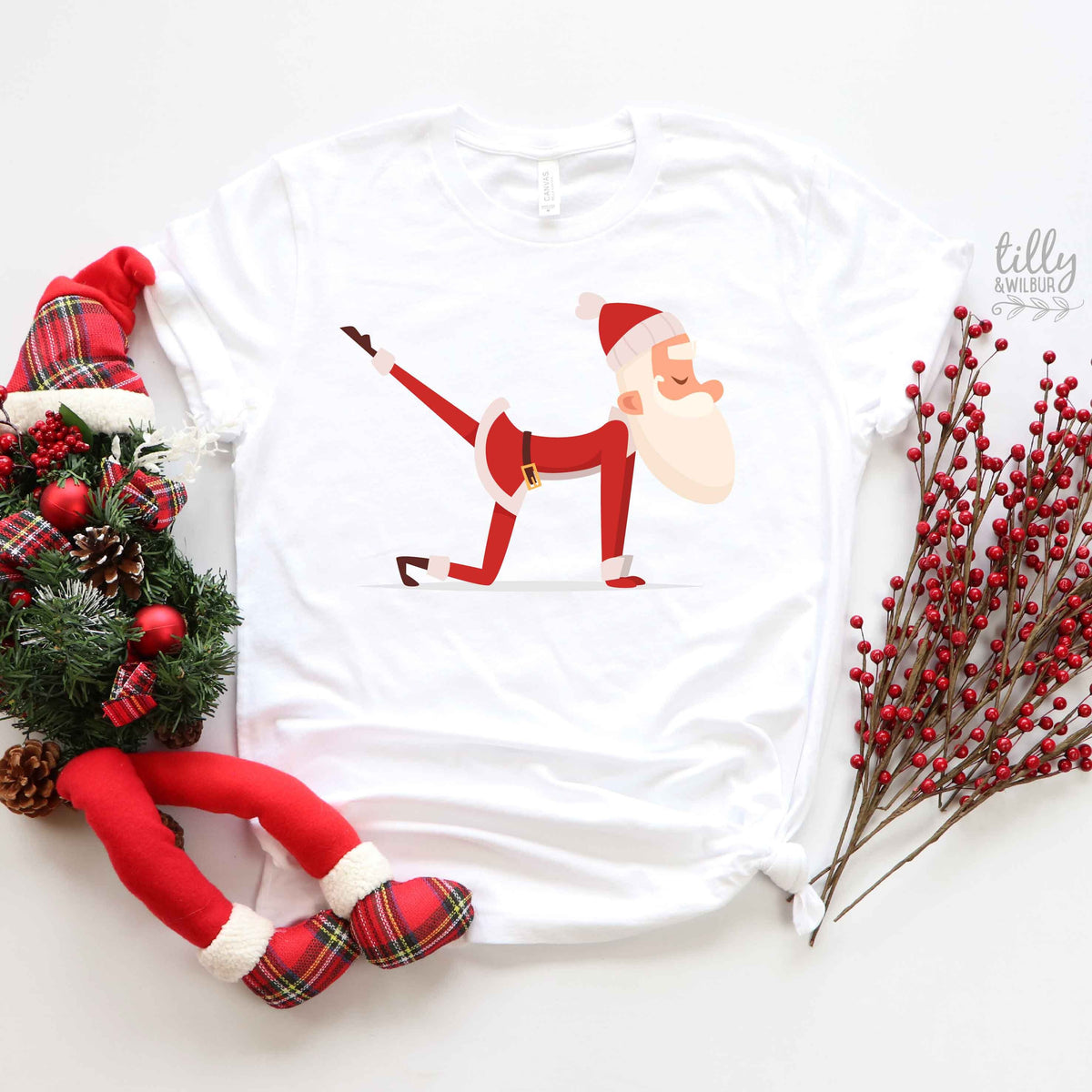 Yoga Santa T-Shirts Originally Designed by Tilly&amp;Wilbur, Matching Family Christmas T-Shirts, Matching Yoga Santa, Yoga Gifts, Xmas Gift