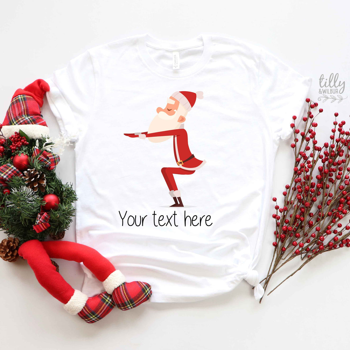 Yoga Santa T-Shirts Originally Listed by Tilly&amp;Wilbur, Matching Family Christmas T-Shirts, Matching Yoga Santa Shirts, Yoga Gifts, Xmas Gift
