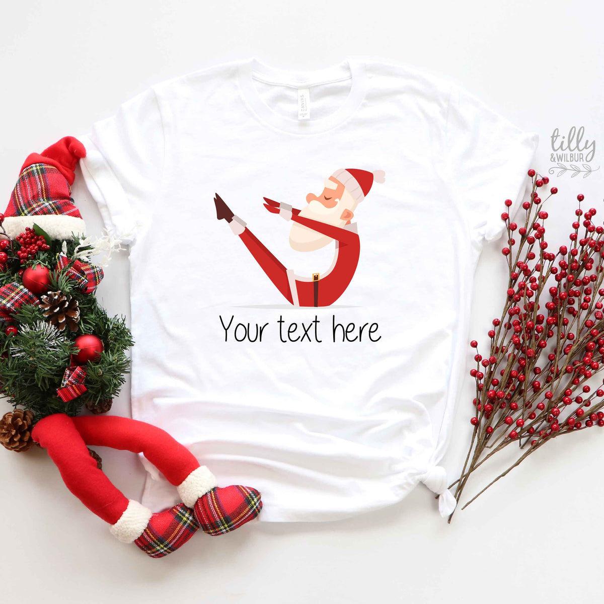 Yoga Santa T-Shirts Originally Listed by Tilly&amp;Wilbur, Matching Family Christmas T-Shirts, Matching Yoga Santa Shirts, Yoga Gifts, Xmas Gift