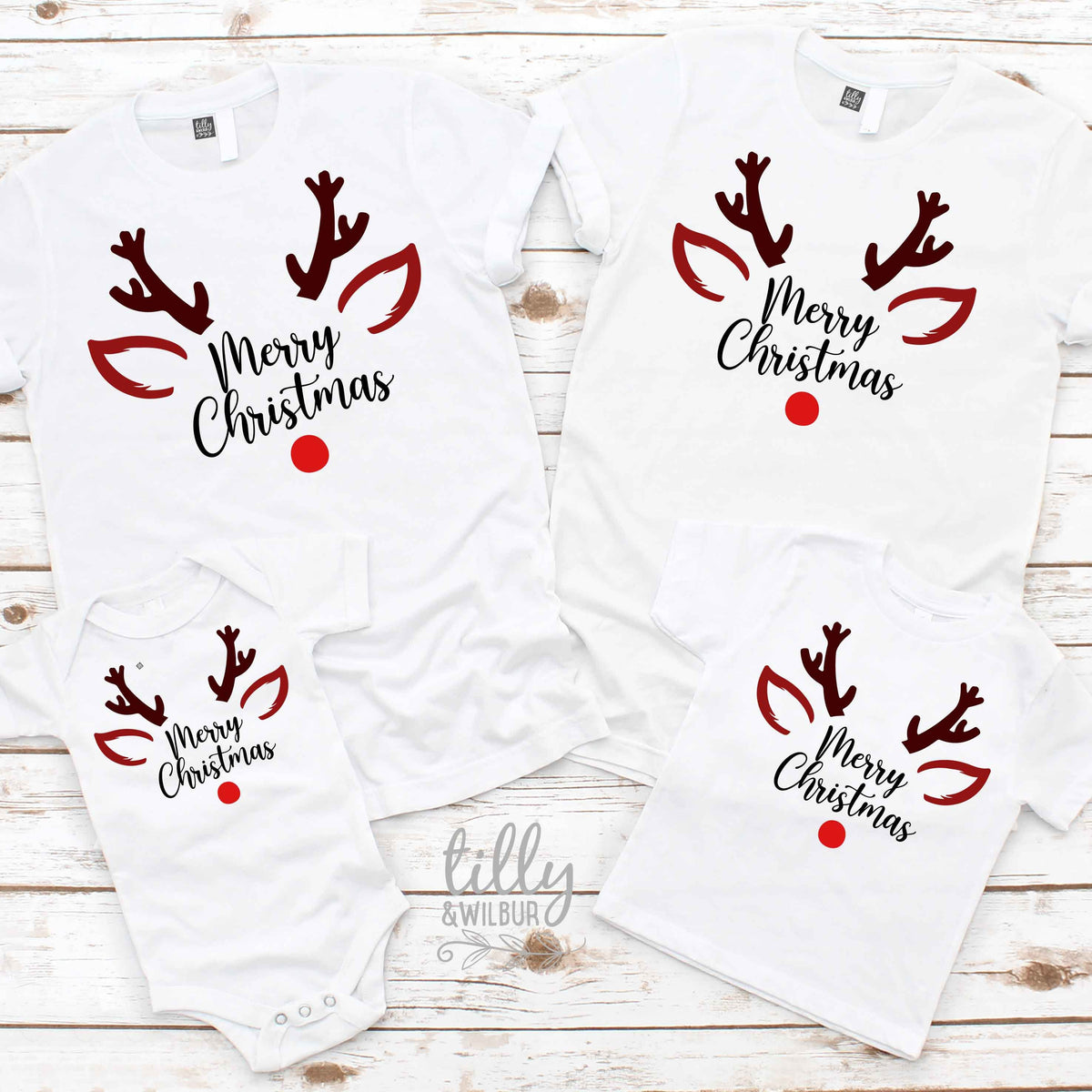 Reindeer Christmas T-Shirt, Matching Family Garments Available, Christmas Shirts, Matching Rudolph T-Shirts, Matching Christmas Family Tees