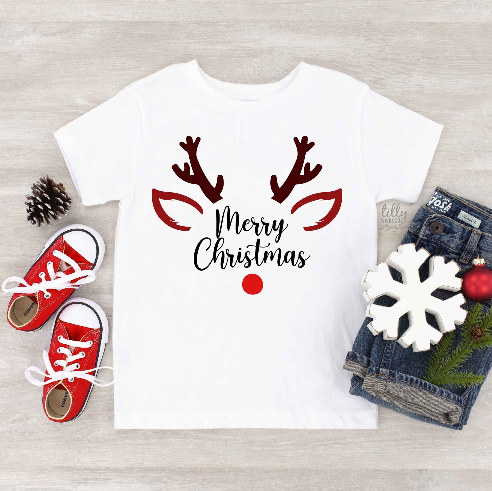 Reindeer Christmas T-Shirt, Matching Family Garments Available, Christmas Shirts, Matching Rudolph T-Shirts, Matching Christmas Family Tees