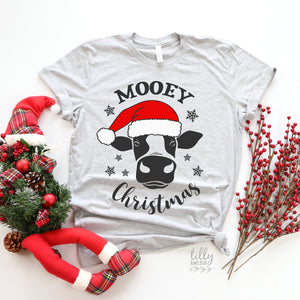 Mooey Christmas T-Shirt, Funny Christmas Tee, Family Farm Pyjamas, Christmas Farm T-Shirt, Christmas Gift, Holy Cow T-Shirt, Christmas Cow