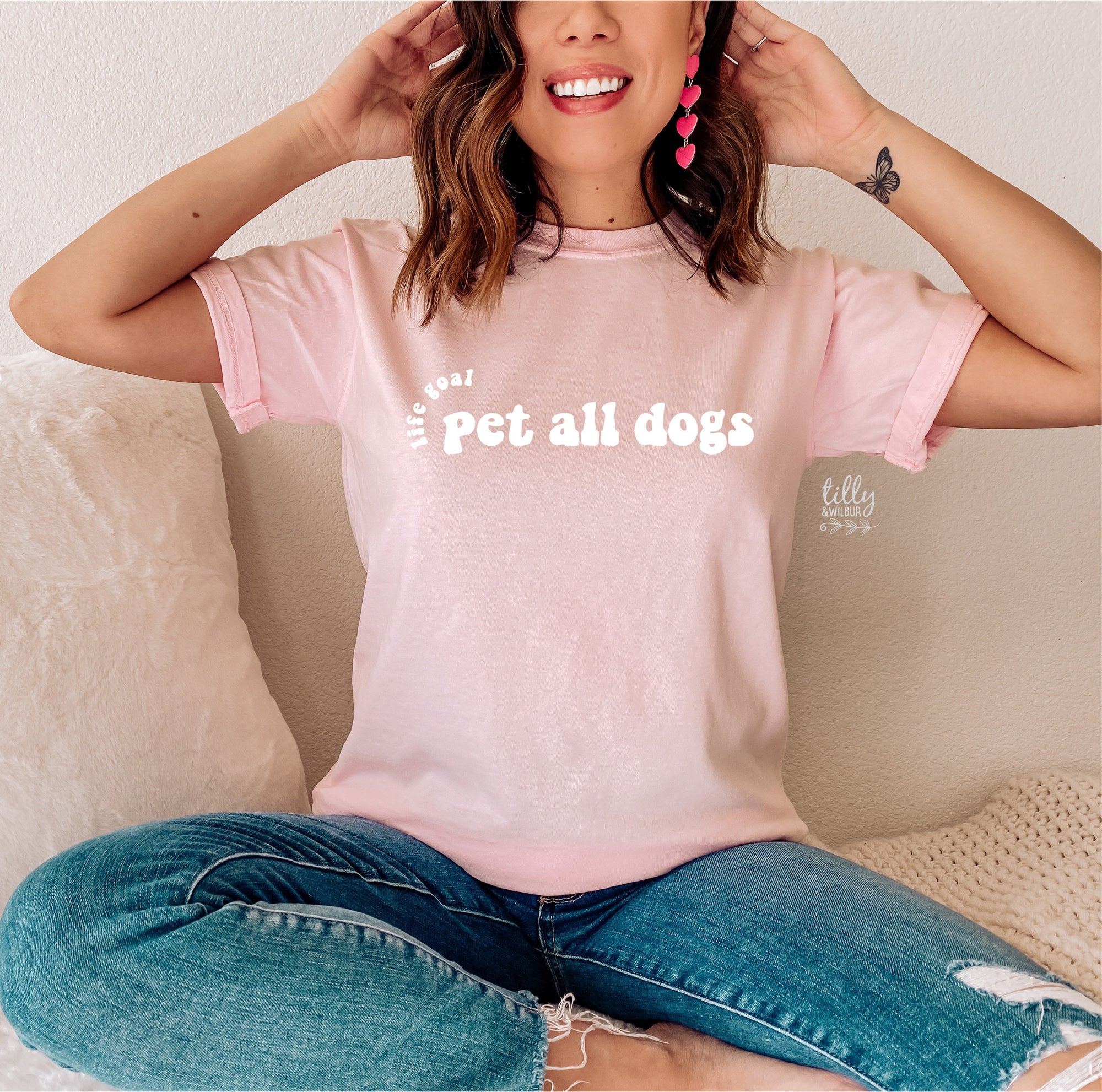 Life Goal Must Pet All Dogs T-Shirt, I Love Dogs Women&#39;s T-Shirt, Funny T-Shirt, I Love Dogs T-Shirt, Funny Women&#39;s T-Shirt, Gift For Her