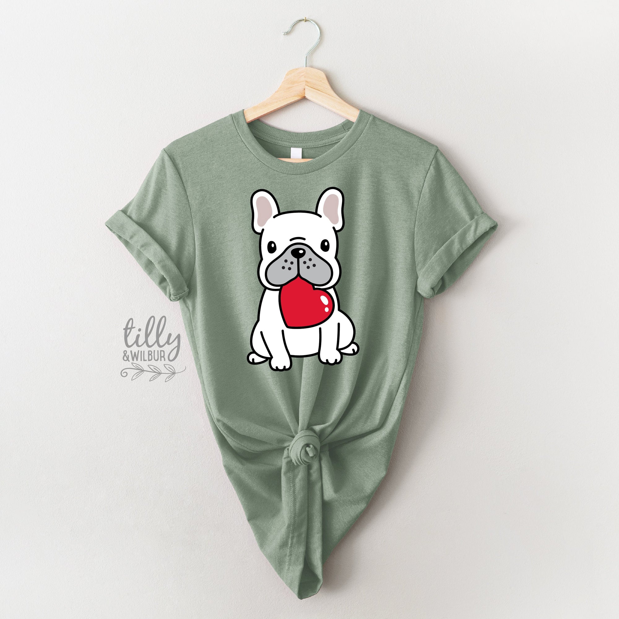 Frenchie Valentine T-Shirt, Valentine&#39;s Day T-Shirt, Wife Gift, Girlfriend Gift, Valentine&#39;s Day T-Shirt, Valentine&#39;s Day Gift, Love Heart