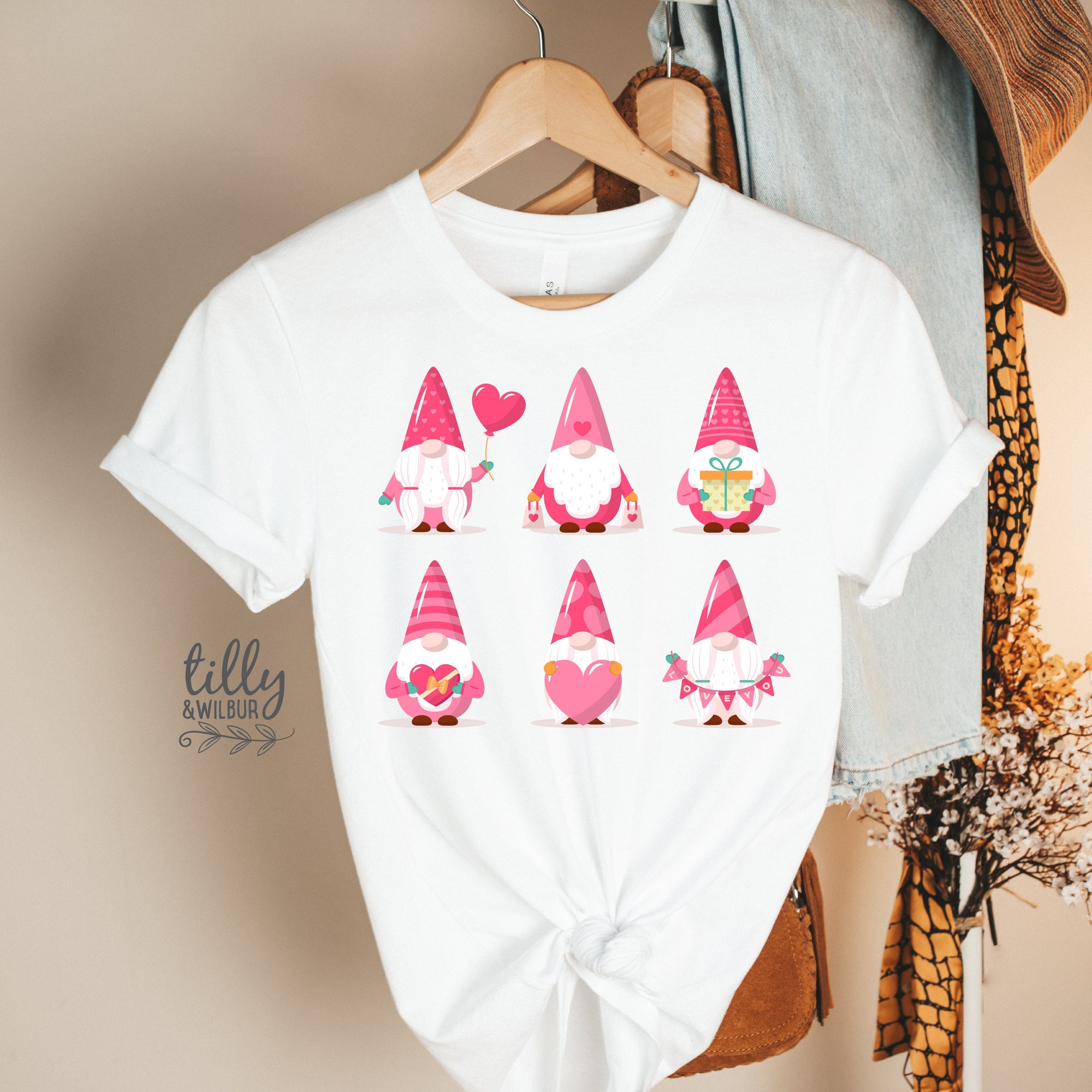 Gnome T-Shirt For Women, Gnomes Valentine&#39;s Day T-Shirt, Wife Gift, Girlfriend Gift, Valentine&#39;s Day T-Shirt, Valentine&#39;s Day Gift, Cute
