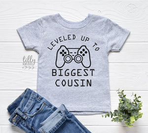 Leveled Up To Biggest Cousin T-Shirt, I&#39;m Going To Be A Big Cousin Pregnancy Announcement T-Shirt, Big Cousin Shirt, Promoted To Big Cousin
