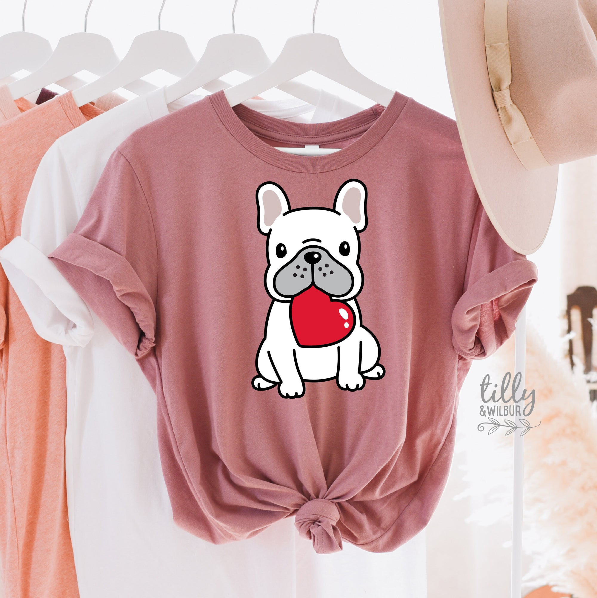 Frenchie Valentine T-Shirt, Valentine&#39;s Day T-Shirt, Wife Gift, Girlfriend Gift, Valentine&#39;s Day T-Shirt, Valentine&#39;s Day Gift, Love Heart
