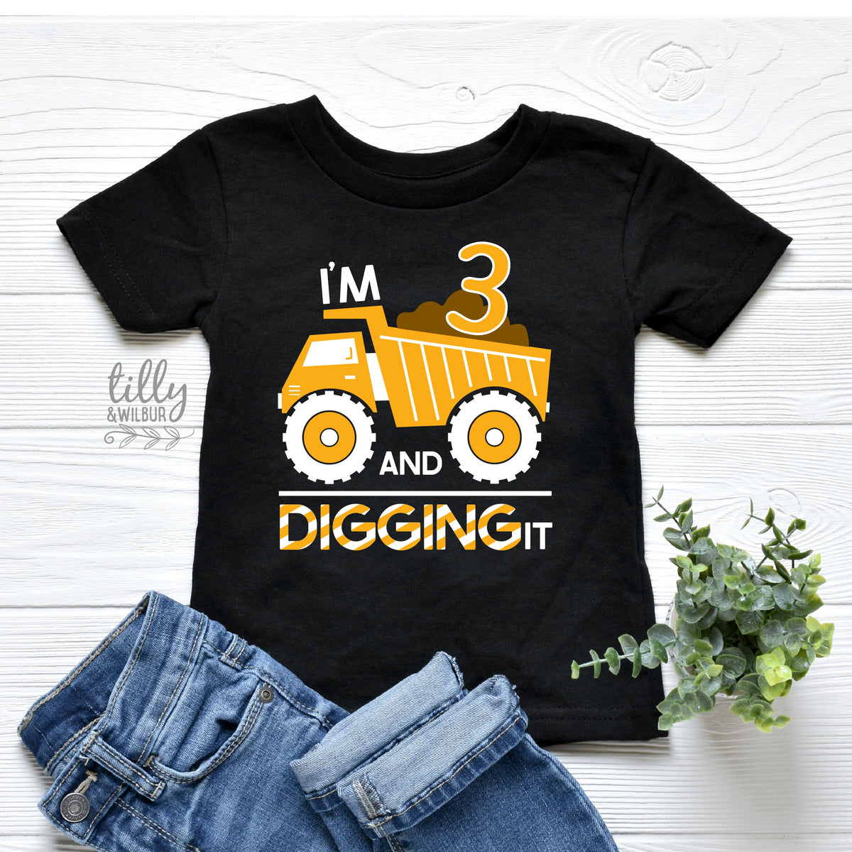 I&amp;#39;m Three And Digging It T-Shirt, I&amp;#39;m Three And Digging It Shirt, I Dig Being Three, 3rd Birthday Outfit, Third Birthday, Construction Theme