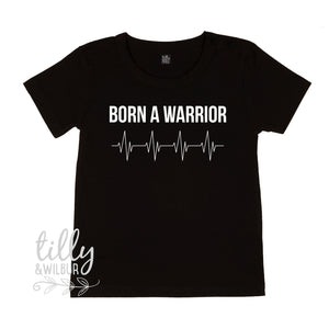 Born A Warrior T-Shirt, Heart Warrior Children's T-Shirt, Zipper Club, CHD Awareness Shirt, Heart Defect, Heart Operation, ToF Awareness Tee
