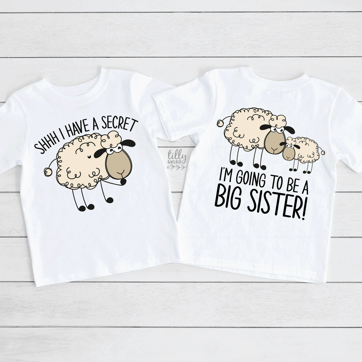 Big Sister T-Shirt, I&#39;ve Got A Secret, I&#39;m Going To Be A Big Sister T-Shirt, Front And Back Design, Pregnancy Announcement, Big Sis T-Shirt