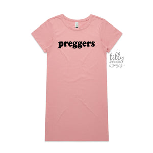 Preggers Women's T-Shirt Dress, Pregnancy Announcement T-Shirt, Pregnancy T-Shirt, We're Having A Baby, Announcement Tee, I'm Pregnant Dress
