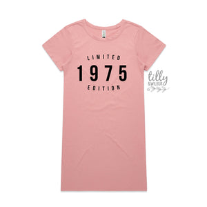 Limited Edition Birthday T-Shirt Dress With Personalised Year, Limited Edition T-Shirt, Personalised Birthday Tee, Women's Birthday Shirt