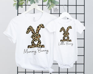 Matching Easter T-Shirt, Mummy Bunny and Little Bunny Set, Leopard Print Bunny Rabbit, Easter T-Shirt, Easter Gift, Easter Shirt, Egg Hunt