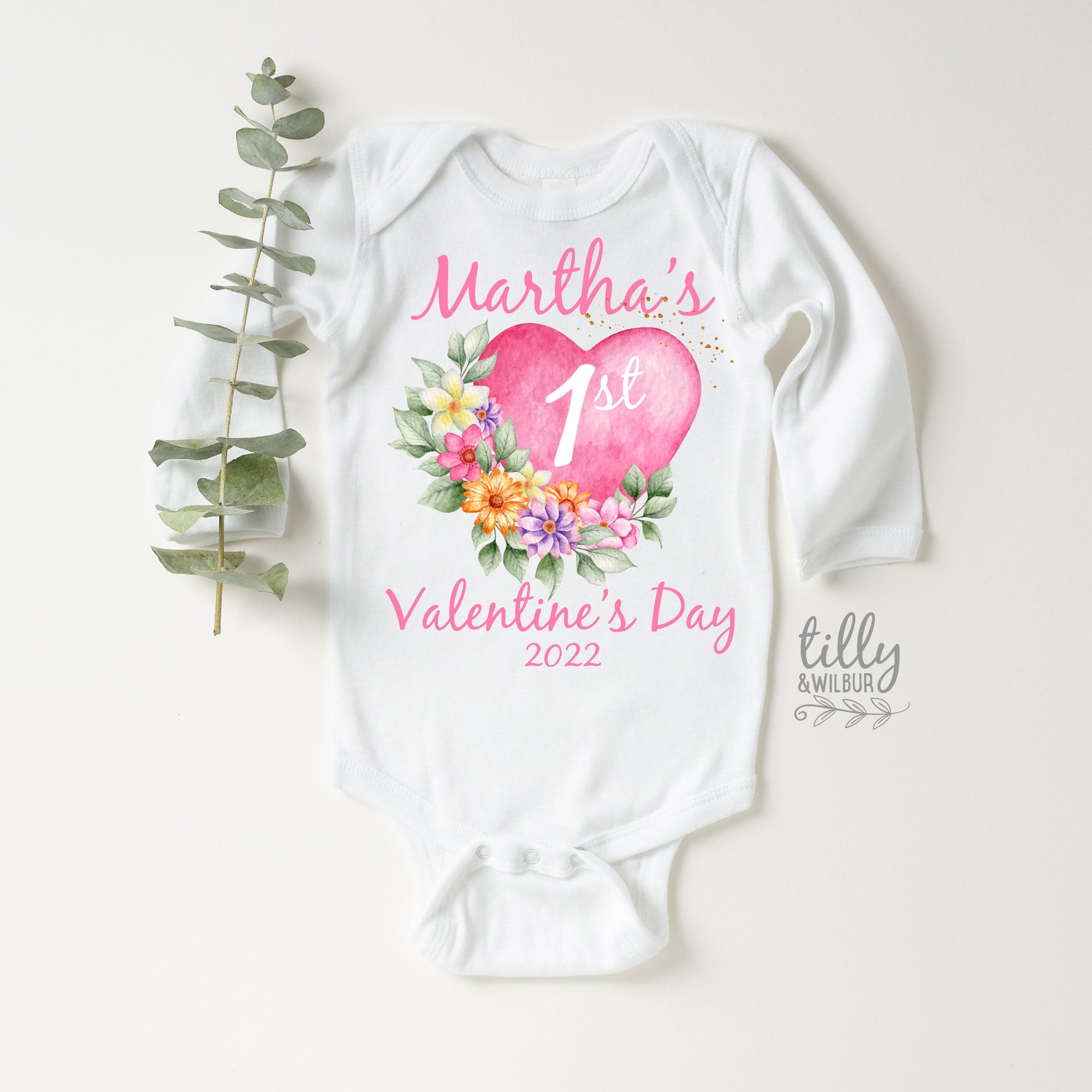 Personalised First Valentine&#39;s Day Bodysuit, 1st Valentine&#39;s Day Onesie, 1st Valentine&#39;s Day, My 1st Valentines Day, Baby Girl Valentine