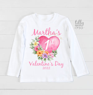 Personalised First Valentine's Day T-Shirt, 1st Valentine's Day T-Shirt, 1st Valentine's Day, My 1st Valentines Day, Baby Girl Valentine
