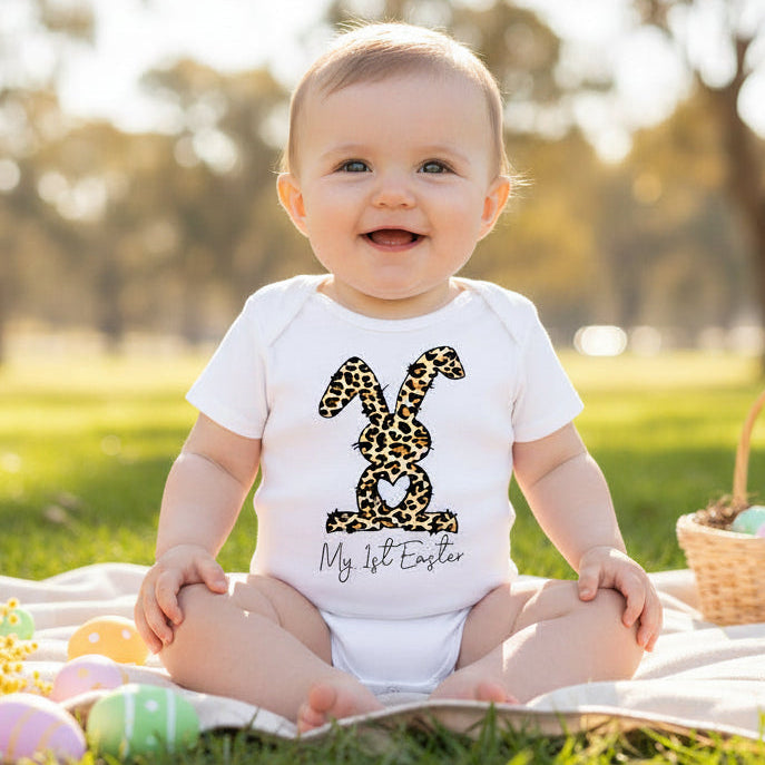 baby first easter bodysuit leopard bunny design white newborn easter outfit australia