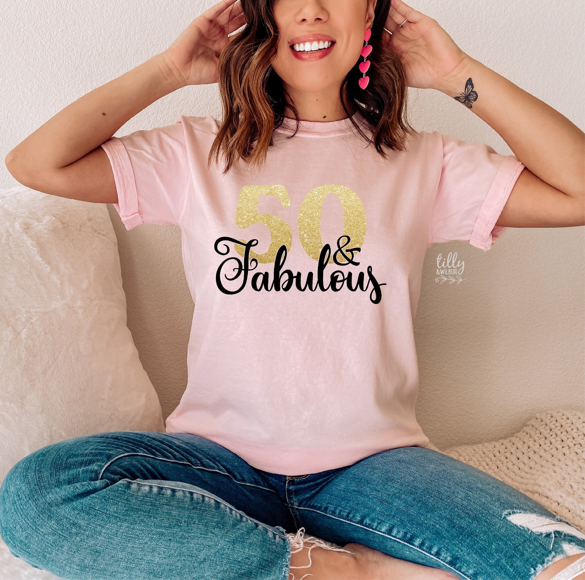50 And Fabulous T-Shirt, Fifty And Fabulous T-Shirt, Women&#39;s 50th Birthday T-Shirt, Women&#39;s 50th Birthday Gift, Fiftieth T-Shirt, Fiftieth