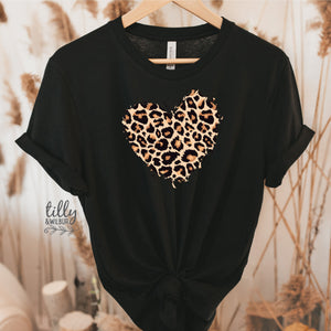 Leopard Print Heart T-Shirt, Valentine&#39;s Day T-Shirt, Wife Gift, Girlfriend Gift, Valentine&#39;s Day T-Shirt, Valentine&#39;s Day Gift, Love Heart