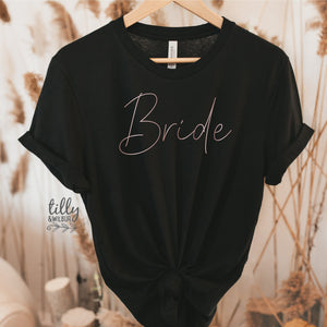 Bride T-Shirt, Wifey T-Shirt, New Bride, Mrs Shirt, Engagement T-Shirt, Bridal Gift, Wedding Gift, Just Married T-Shirt, Rose Gold Print