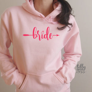Bride Women&#39;s Hoodie, Wedding Gift, Wedding Party, Bridal Party, Newlywed, His and Hers, Bride T-Shirt, Hens Night, Bride-To-Be, Bride Tee