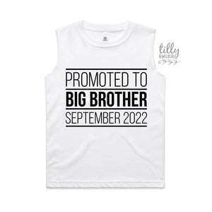 Promoted To Big Big Brother T-Shirt, I&#39;m Going To Be A Big Brother T-Shirt, Personalised Pregnancy Announcement T-Shirt, Sibling T-Shirt