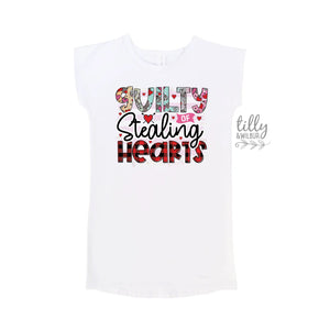 Guilty Of Stealing Hearts T-Shirt Dress, Daddy's Little Valentine T-Shirt, Valentine's Day T-Shirt, Daughter Valentine's Day Daughter Gift