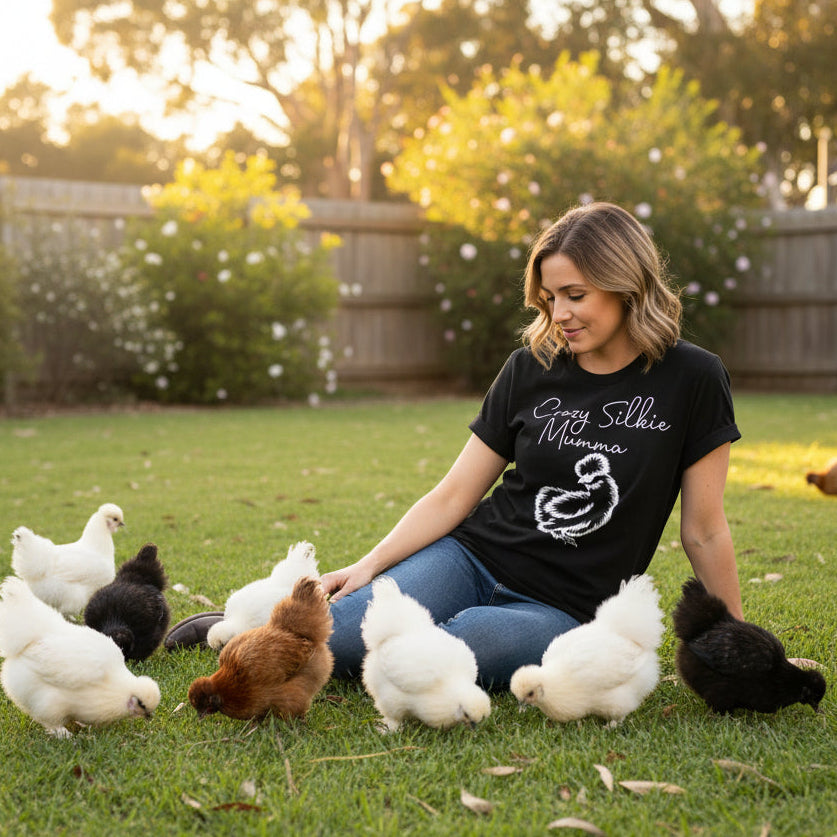 chicken lover t shirt Australia crazy silkie mumma tee black