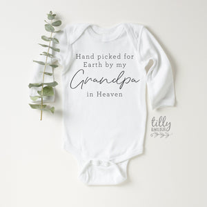 Hand Picked For Earth By My Grandpa In Heaven Baby Bodysuit, Handpicked For Earth, Grandpa In Heaven, Pregnancy Announcement, Baby Shower