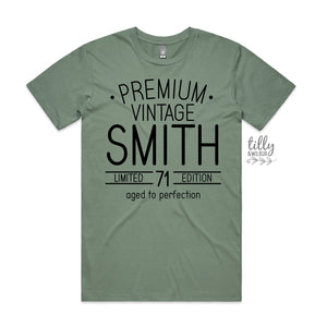 Men's Birthday T-Shirt, Premium Vintage T-Shirt, Personalised Birthday T-Shirt For Men, Limited Edition Men's Tee, Aged To Perfection Shirt