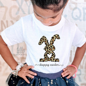 Happy Easter T-Shirt, Leopard Print Bunny Rabbit, Easter T-Shirt, Easter Gift, Easter Shirt, Hippity Hop T-Shirt, Easter Egg Hunt Shirt,