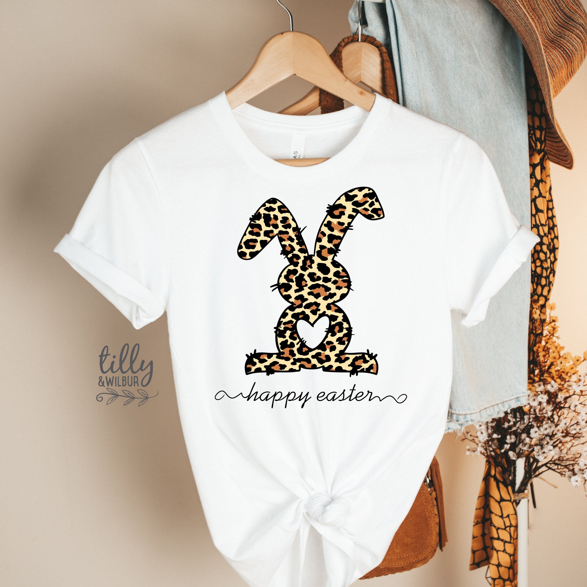 Happy Easter T-Shirt, Leopard Print Bunny Rabbit, Easter T-Shirt, Easter Gift, Easter Shirt, Hippity Hop T-Shirt, Easter Egg Hunt Shirt