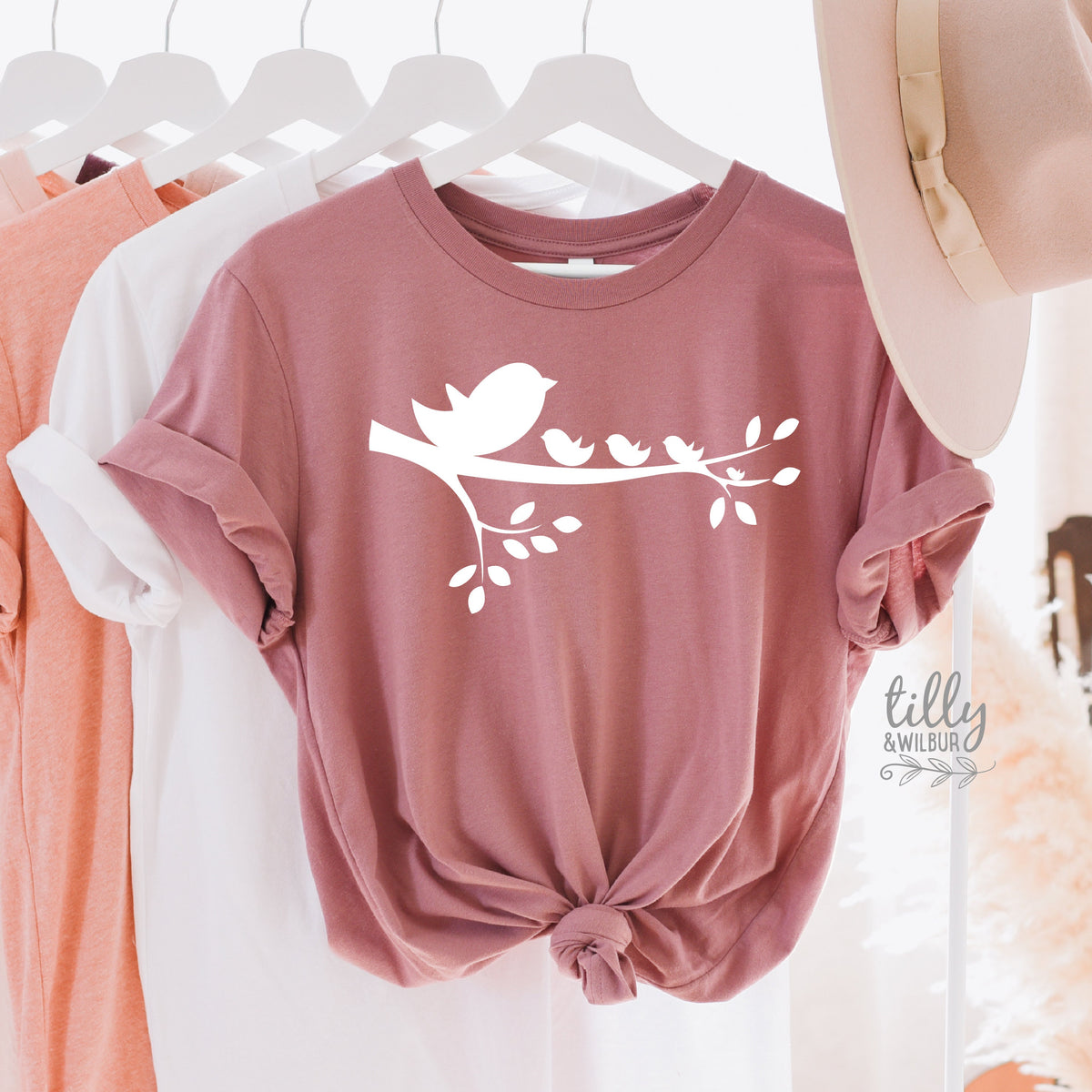 Mother&#39;s Day T-Shirt, Personalise Number Of Little Birds Per Number Of Children, First Mother&#39;s Day, 1st Mother&#39;s Day, Mama And Me, Best Mum