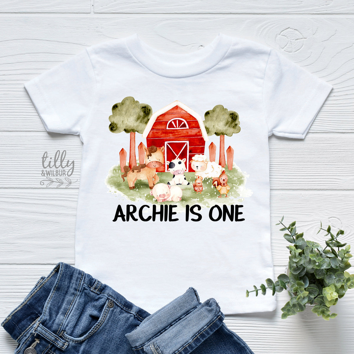 Farm Animal First Birthday T-Shirt, Farm Baby Birthday Gift, 1st Birthday Boy T-Shirt, 1st Birthday Baby Outfit, Farm Animal Theme