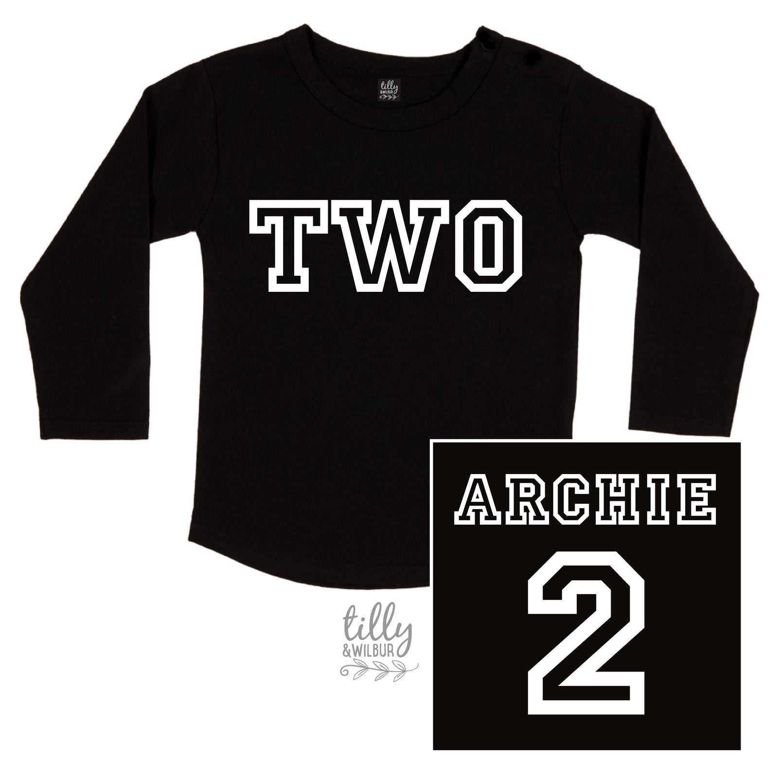 Two Personalised Boys 2nd Birthday T-Shirt, 2nd Birthday Gift, 2 Today Birthday Tee, Name And Number 2 On Back Of Shirt, Cake Smash Outfit,