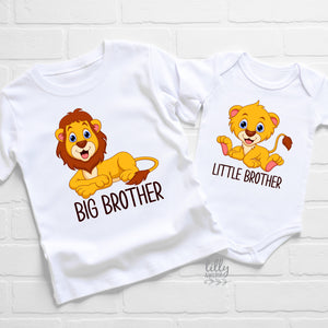 Big Brother Little Brother Set, Matching Brother Outfits, Matchy Matchy Sibling T-Shirts, Big Brother T-Shirt, Little Brother Onesie, Lion