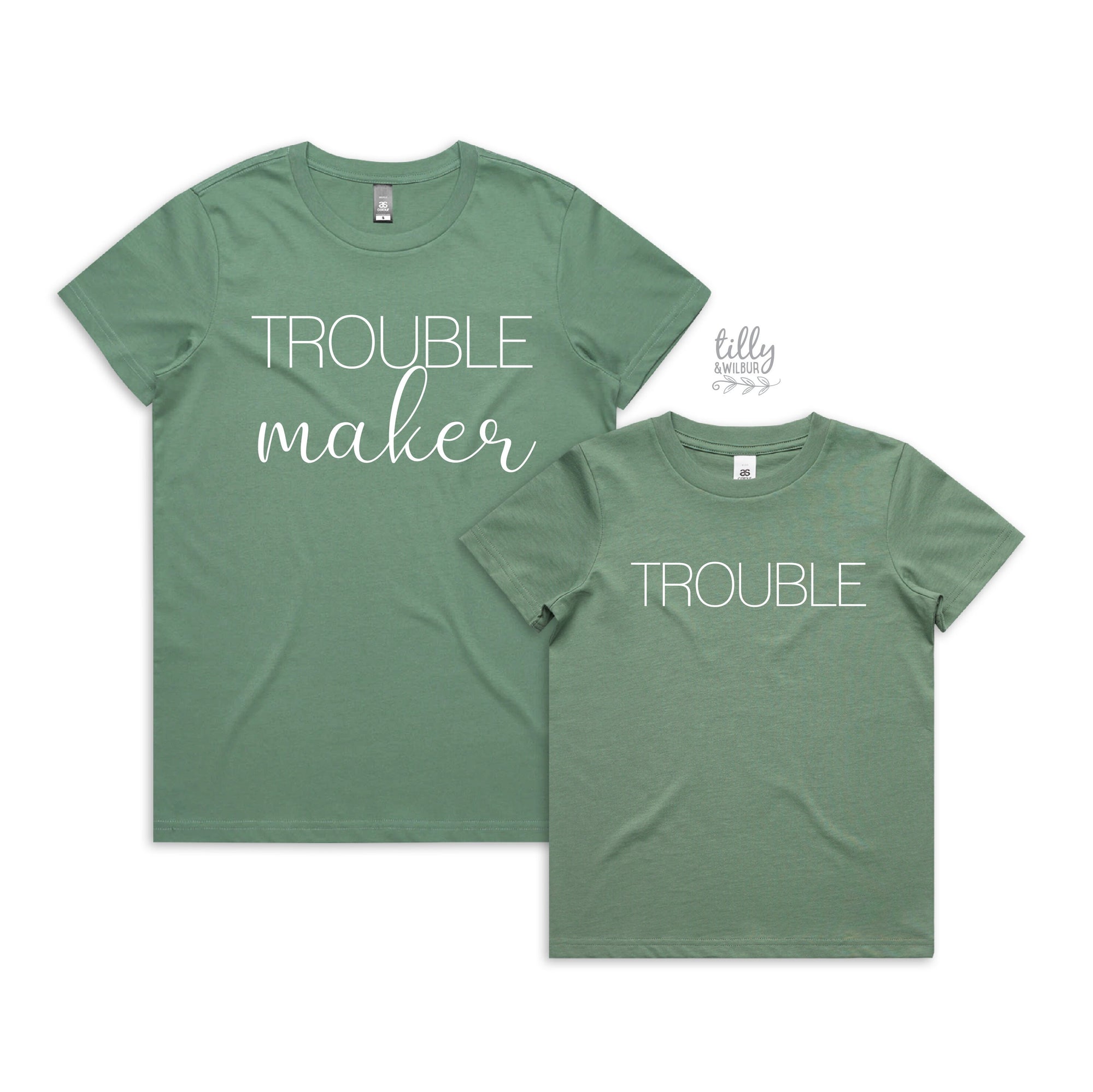 Trouble Maker And Trouble Matching Outfits, Mother And Baby Matching T-Shirts, Mothers Day Gift, Mummy & Me Matching, 1st Mother's Day Gift