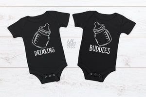 Drinking Buddies Bodysuits For Twins, Drinking Buddies Twin Bodysuits, Twin Baby Gift, Twin Baby Shower, Twin Pregnancy Announcement Gift