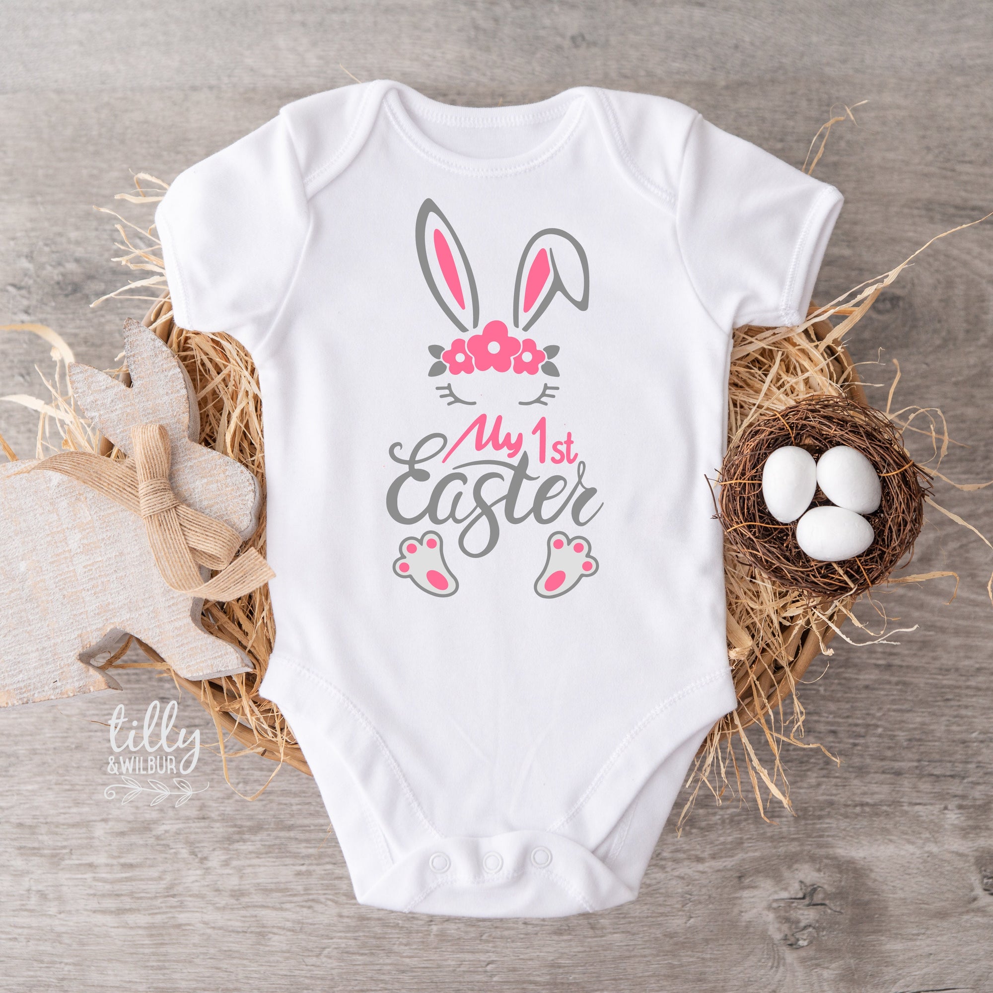 My 1st Easter Baby Bodysuit, First Easter Onesie, Newborn Easter Gift, 1st Easter Outfit, Baby's 1st Easter Bodysuit, Bunny Rabbit Onesie