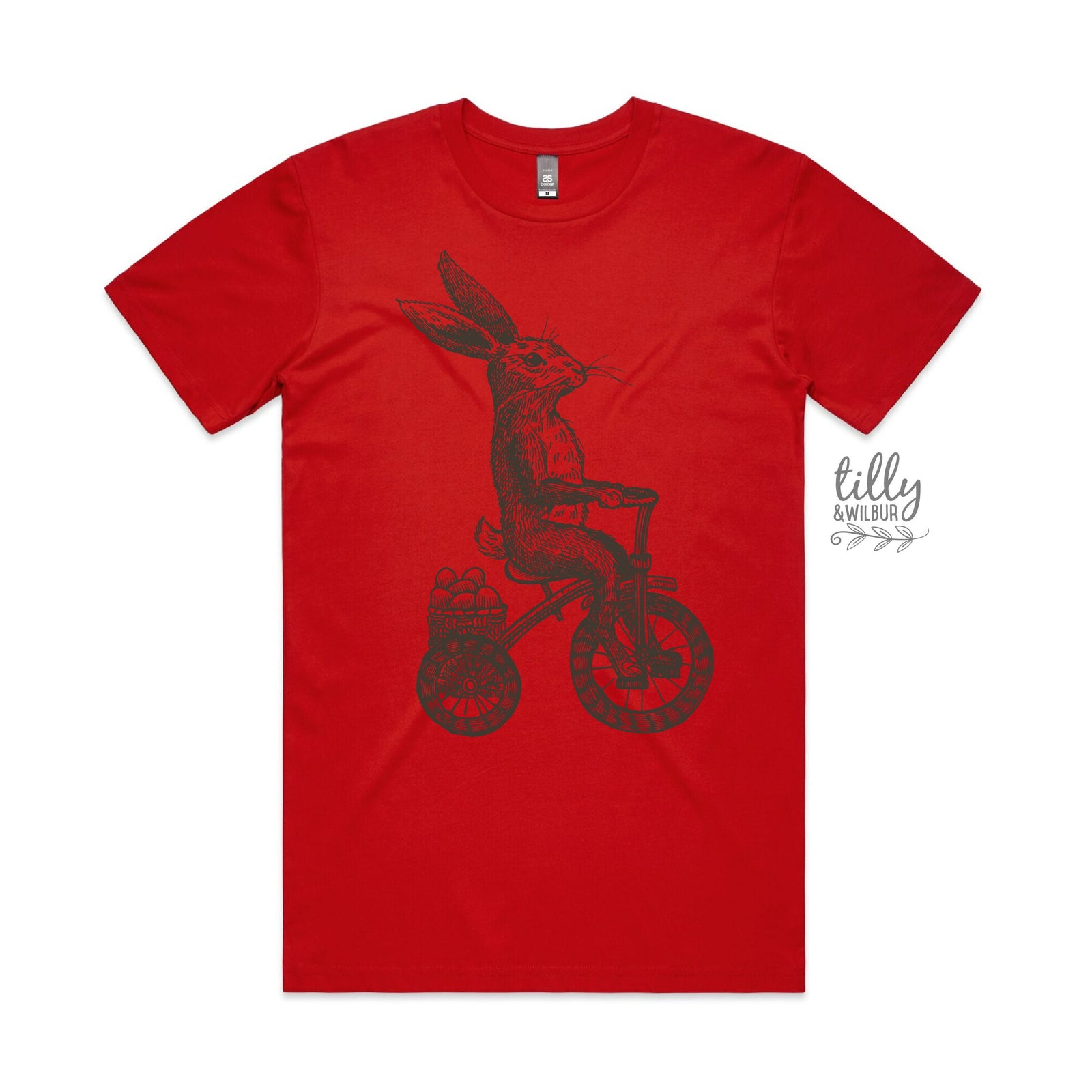 Easter T-Shirt, Men's Easter T-Shirt, Easter Egg Hunt T-Shirt, Men's Easter Gift, Mens Easter Outfit, Vintage Rabbit On Bicycle Illustration