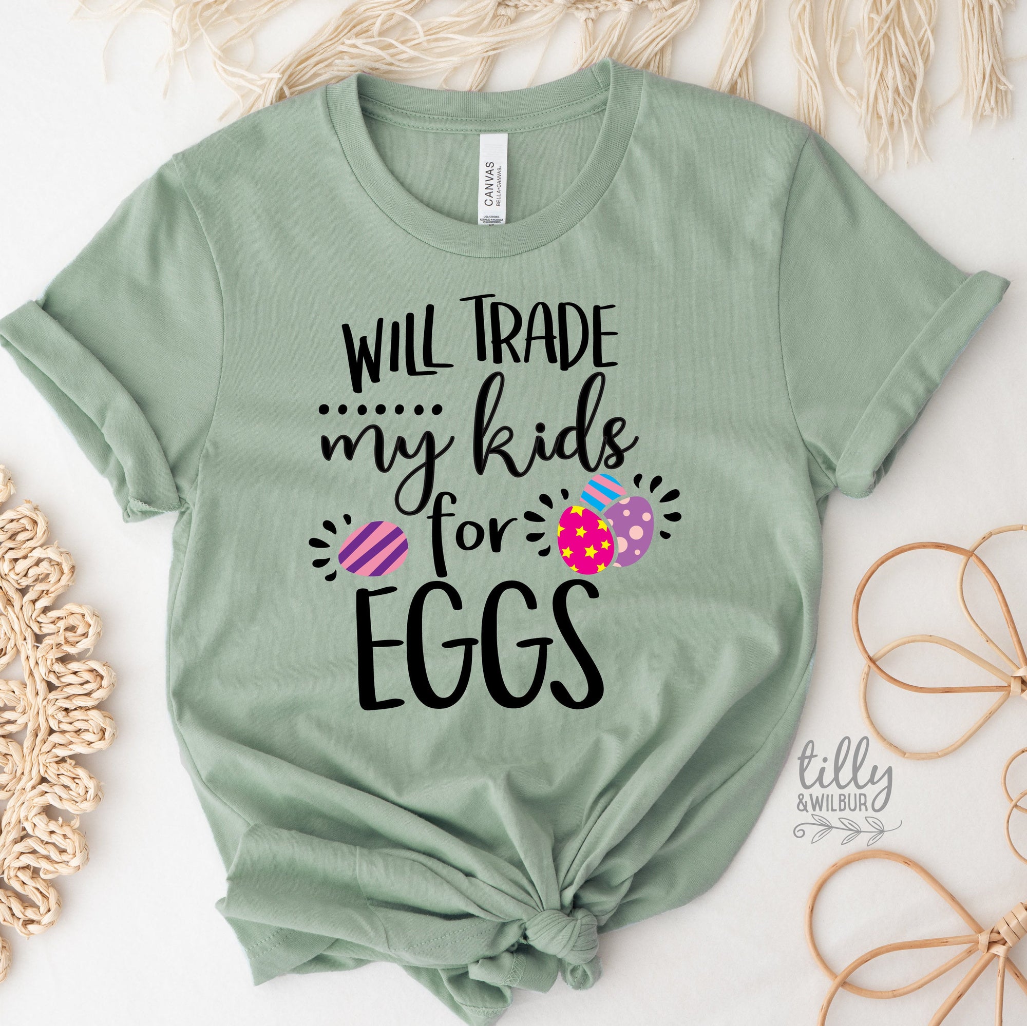 Funny Easter T-Shirt, Will Trade My Kids For Eggs T-Shirt, Easter T-Shirt, Funny Mum T-Shirt, Funny Easter Gift, Chocolate Lover T-Shirt