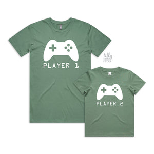 Player 1 Player 2, Father Son Matching Shirts, Matching Dad Baby, Twin Outfits, Sibling Set, Gaming, Father's Day Gift, Video Gift, Gamer