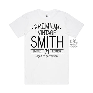 Men's Birthday T-Shirt, Premium Vintage T-Shirt, Personalised Birthday T-Shirt For Men, Limited Edition Men's Tee, Aged To Perfection Shirt