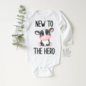 Farm Baby Onesie, New To The Herd Baby Bodysuit, Farmer Baby, Cute Farm Baby Bodysuit, Funny Country Baby Gift, New Baby Gift, Cow Bodysuit