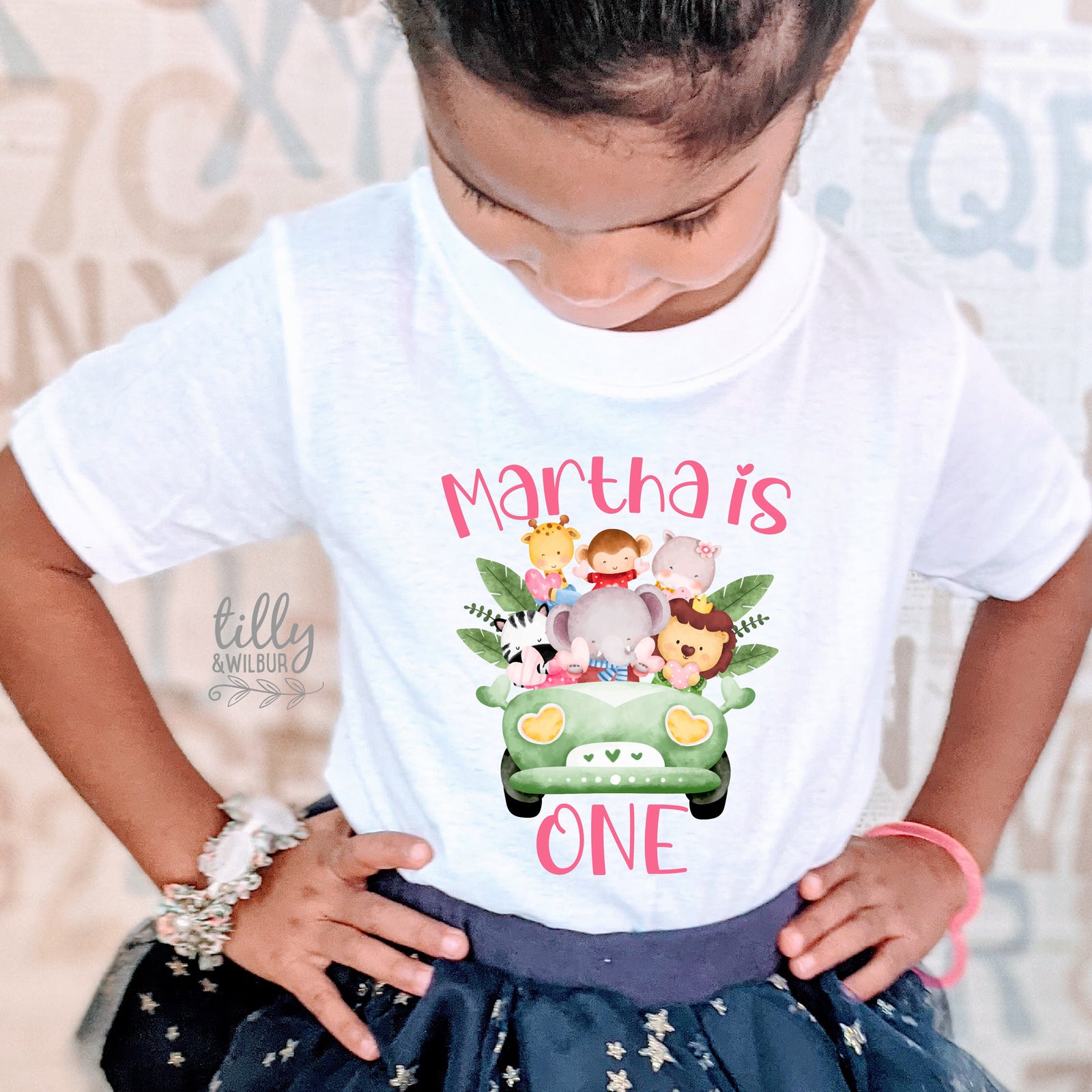 Safari Animal First Birthday T-Shirt, Safari Baby Birthday Gift, 1st Birthday Girl T-Shirt, 1st Birthday Baby Outfit, Jungle Animal Theme