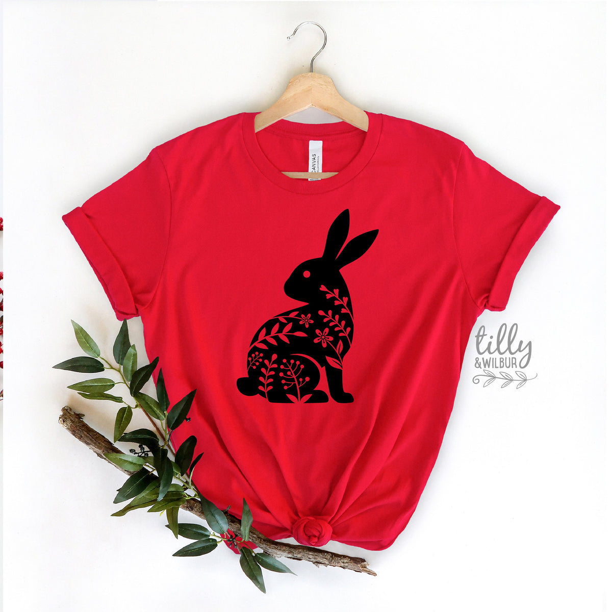 Easter T-Shirt For Women, Bunny Rabbit Silhouette Print, Easter Bunny Shirt, Easter Egg Hunt, Easter Gift, Women's Easter T-Shirt Gift